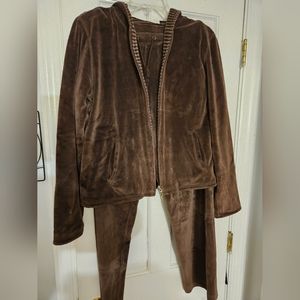 Charter Club Women's 2-pc Valour Pant Set. Hood Jacket P/M, Pant  P/S Brown